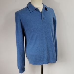 Club Room 100% Fine Cashmere Blue Collared Sweater